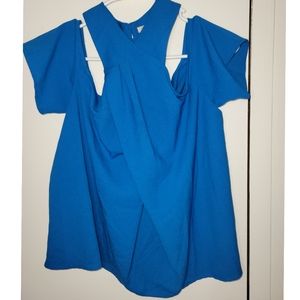 Rachel Roy Blue Cold Shoulder top Size 6